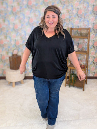 Lina Slinky Draped Short Sleeve Top
