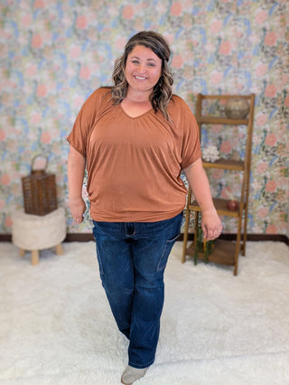 Lina Slinky Draped Short Sleeve Top
