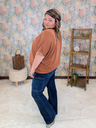 Lina Slinky Draped Short Sleeve Top