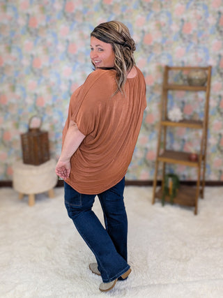 Lina Slinky Draped Short Sleeve Top