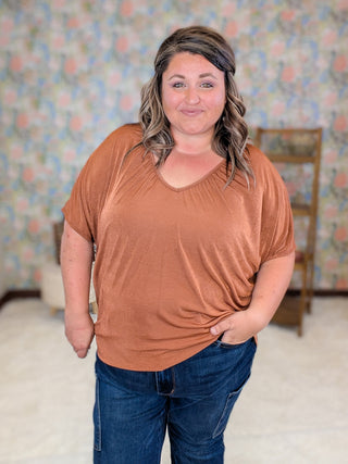 Lina Slinky Draped Short Sleeve Top