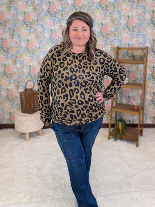 Blair Mockneck w/Thumbholes in Olive Leopard