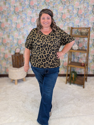 Ashley Dolman Top in Olive Leopard