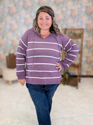 Weslie Vneck Cozy Striped Hooded Sweater (3 Colors)
