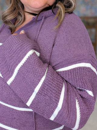 Weslie Vneck Cozy Striped Hooded Sweater (3 Colors)