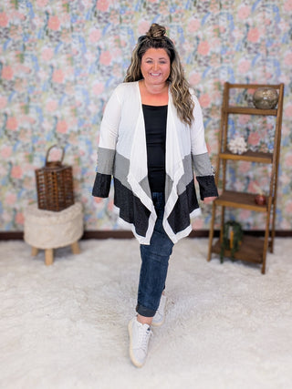 Selah Draped Stripe Accent Cardigan