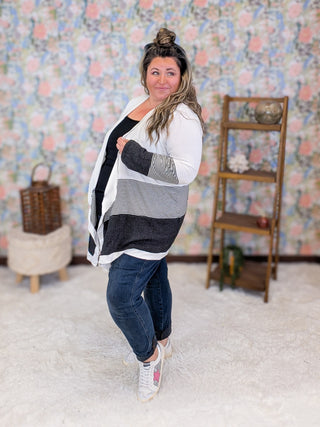 Selah Draped Stripe Accent Cardigan