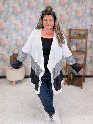 Selah Draped Stripe Accent Cardigan