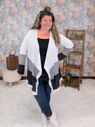 Selah Draped Stripe Accent Cardigan