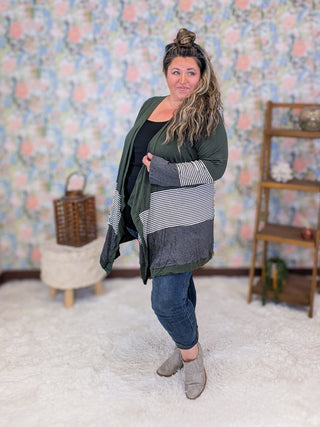 Selah Draped Stripe Accent Cardigan