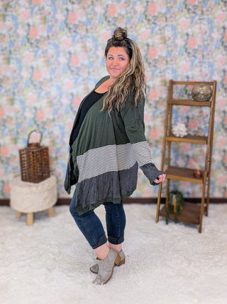 Selah Draped Stripe Accent Cardigan