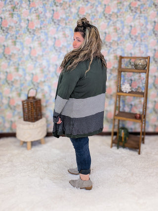 Selah Draped Stripe Accent Cardigan