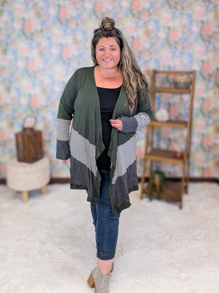 Selah Draped Stripe Accent Cardigan