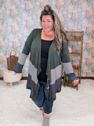 Selah Draped Stripe Accent Cardigan