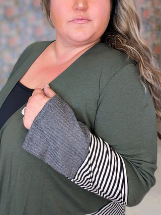 Selah Draped Stripe Accent Cardigan