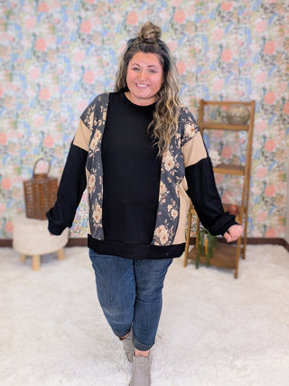 Joey Ribbed Vertical Floral Block Pullover