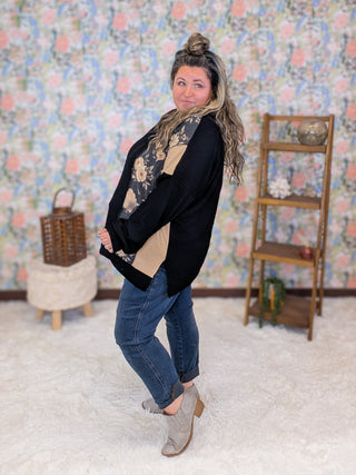 Joey Ribbed Vertical Floral Block Pullover