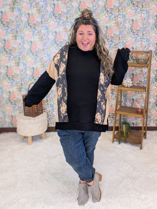 Joey Ribbed Vertical Floral Block Pullover