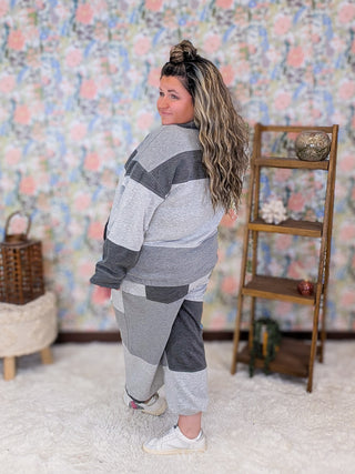 Jovie Halfzip Pullover in Colorblock Gray