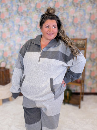 Jovie Halfzip Pullover in Colorblock Gray