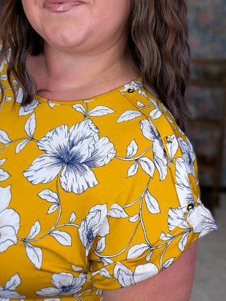 Wanda Dolman Sleeve Top in Mustard Floral