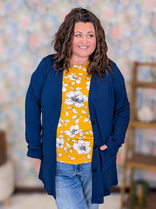 Wanda Dolman Sleeve Top in Mustard Floral
