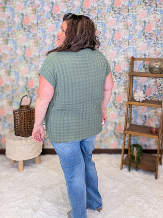 Tasha Short Sleeve Quilted Sweater