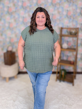 Tasha Short Sleeve Quilted Sweater