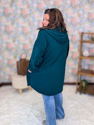 Ruth Hooded Cardigan in Jewel Evergreen