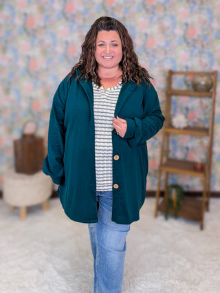 Ruth Hooded Cardigan in Jewel Evergreen