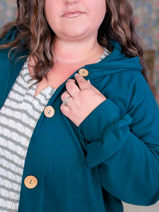 Ruth Hooded Cardigan in Jewel Evergreen
