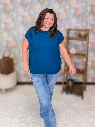 Tasha Short Sleeve Quilted Sweater
