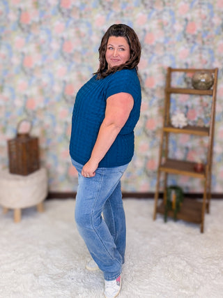 Tasha Short Sleeve Quilted Sweater