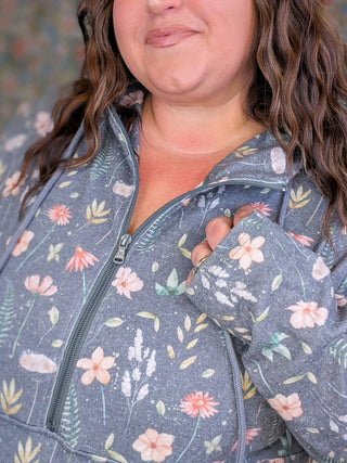 PHC Triple Stretch Halfzip Hoodie in Charcoal Wildflower