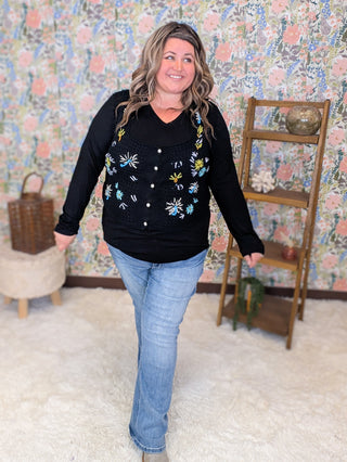 Aggie Floral Open Knit Vest Cardigan