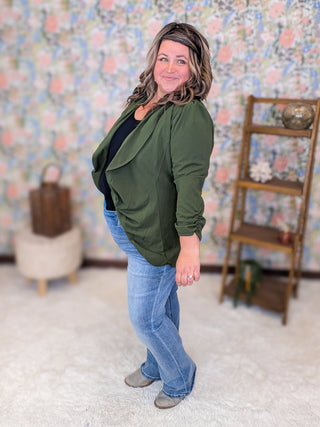 Marta 3/4 Sleeve Open Front Stretch Blazer (3 Colors)