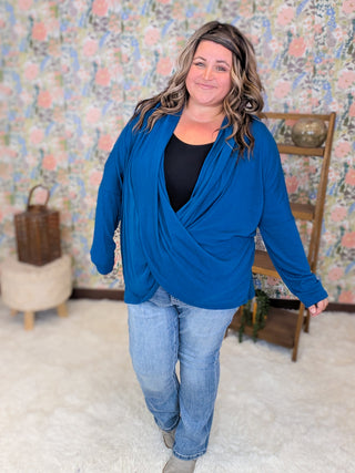 Hughes Soft Drape Wrap-Look Top (2 Colors)