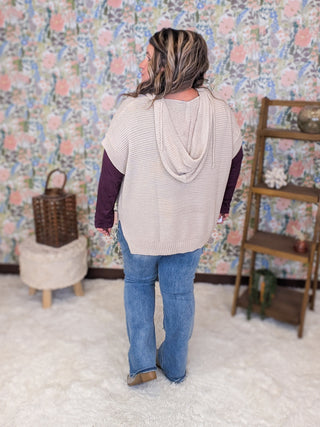 Marcie Textured Knit Short Sleeve Hooded Top (2 Colors)