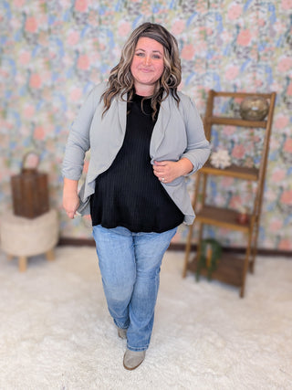 Marta 3/4 Sleeve Open Front Stretch Blazer (3 Colors)