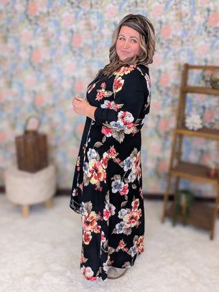 Sasha Faux Wrap High Low Dress in Fall Florals