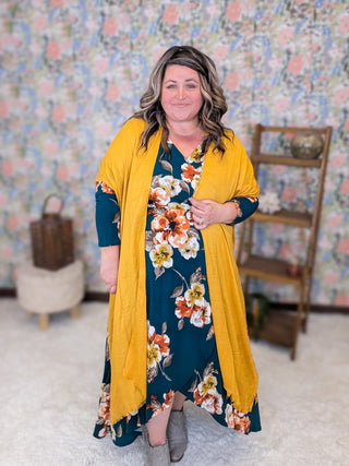 Sasha Faux Wrap High Low Dress in Fall Florals