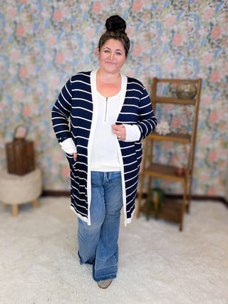 Jaci Longline Lightweight Cardigan in Stripes (3 Colors)