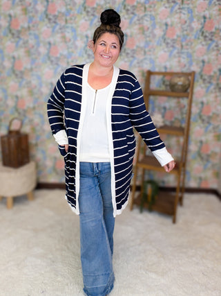 Jaci Longline Lightweight Cardigan in Stripes (3 Colors)