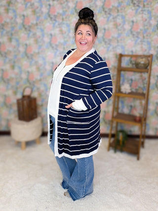Jaci Longline Lightweight Cardigan in Stripes (3 Colors)