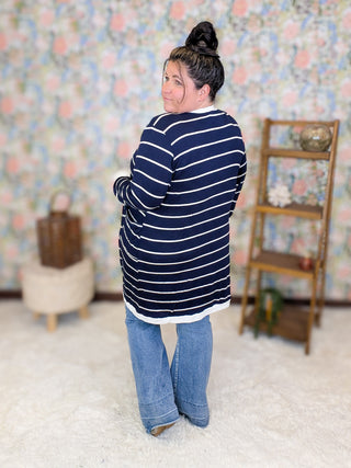 Jaci Longline Lightweight Cardigan in Stripes (3 Colors)