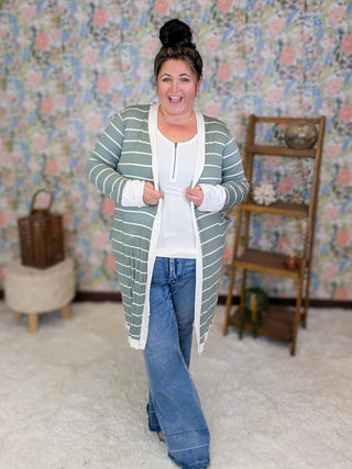 Jaci Longline Lightweight Cardigan in Stripes (3 Colors)