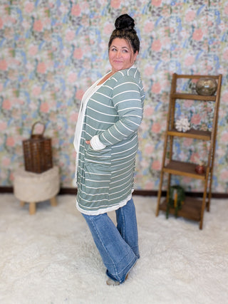 Jaci Longline Lightweight Cardigan in Stripes (3 Colors)