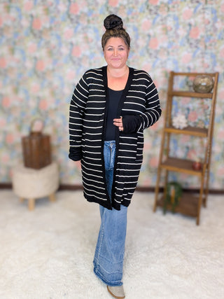 Jaci Longline Lightweight Cardigan in Stripes (3 Colors)