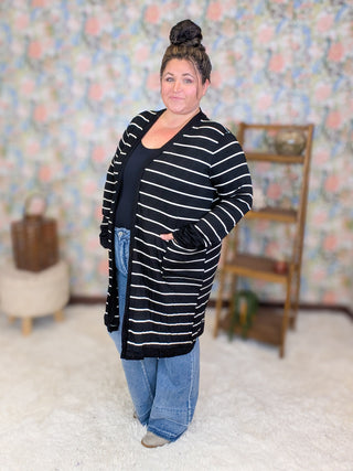 Jaci Longline Lightweight Cardigan in Stripes (3 Colors)