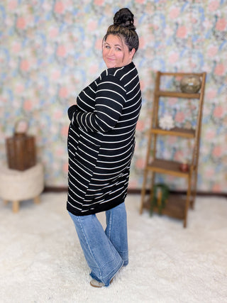 Jaci Longline Lightweight Cardigan in Stripes (3 Colors)